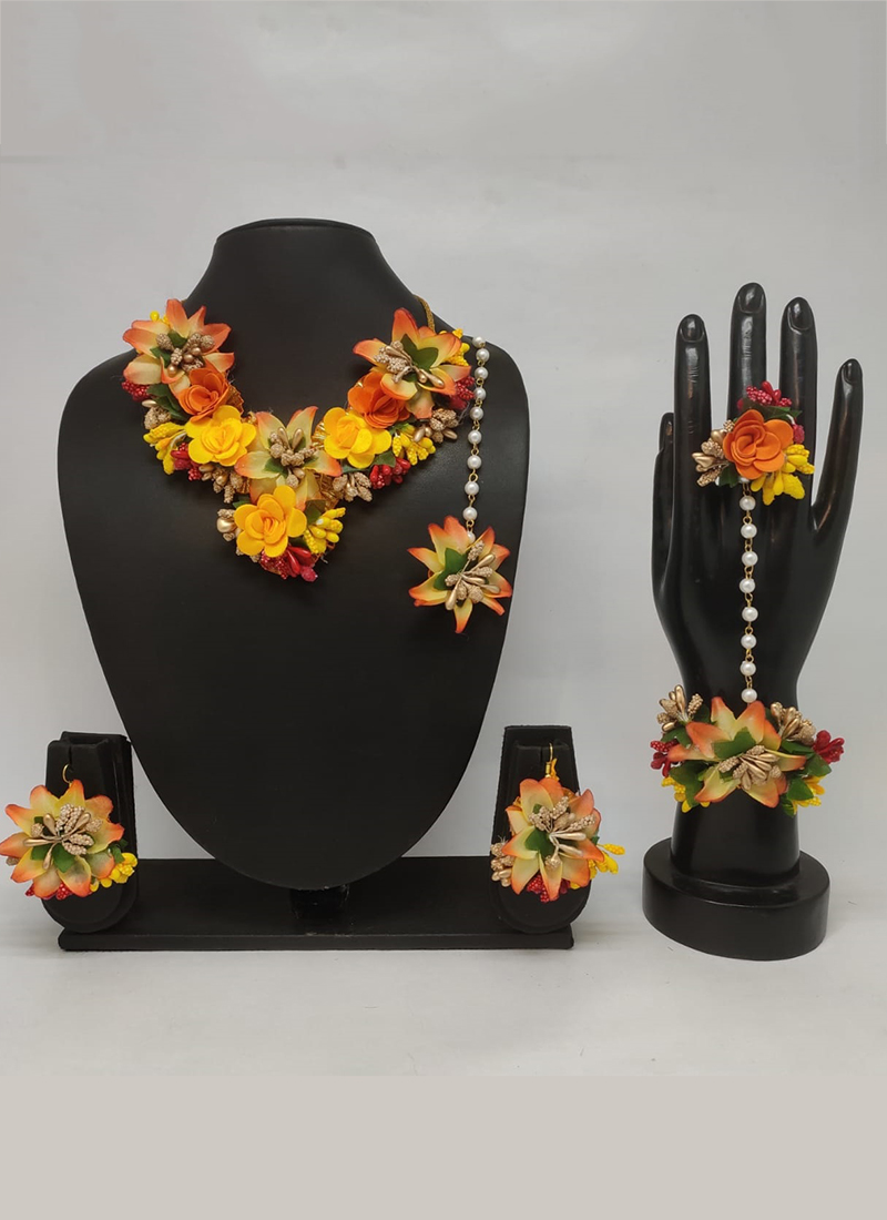 Buy Haldi Wear Online Shopping Orange And Yellow Latest Flower